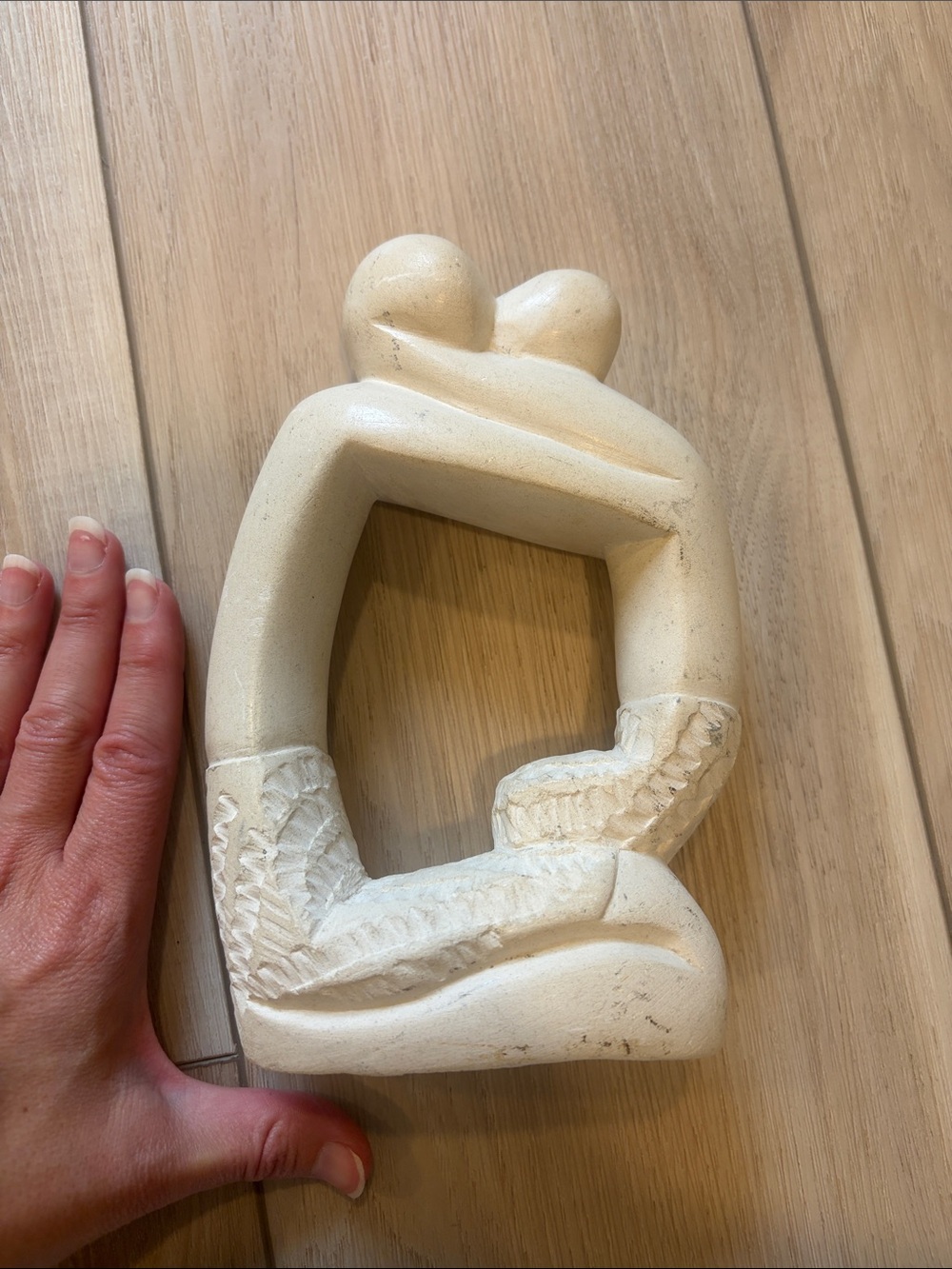 Abstract Embracing Couple Sculptural Accent - Cream